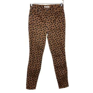 Madewell Women's Size 27 Brown Black Polka Dot 10" High Rise Skinny Jeans *